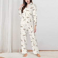 Load image into Gallery viewer, Whippet Pajamas for Women - XL Available - I Love Brindle and White Whippets-Pajamas-Apparel,Dog Mom Gifts,Pajamas,Whippet-White-XS-2