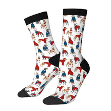 Load image into Gallery viewer, Whippet Socks - Whippets in Festive Winter Wear-Wear Accessories-White-3 Black-One Size-1