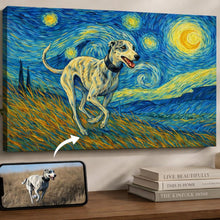 Load image into Gallery viewer, Photo of starry night inspired Whippet wall art