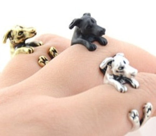 3D Whippet / Greyhound Finger Wrap Rings-Dog Themed Jewellery-Greyhound, Jewellery, Ring, Whippet-1