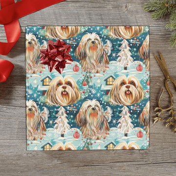 Whiskered Wonders Lhasa Apsos Christmas Gift Wrapping Paper 2 Rolls 360x