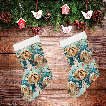 Whiskered Wonders Lhasa Apsos Christmas Stocking 26x42cm White 2 360x