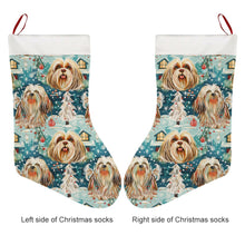 Load image into Gallery viewer, Whiskered Wonders Lhasa Apso&#39;s Christmas Stocking-Christmas Ornament-Christmas, Home Decor, Lhasa Apso-26X42CM-White-4