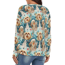Load image into Gallery viewer, Whiskered Wonders Lhasa Apso's Women's V-Neck Christmas Sweater-Apparel-Apparel,Christmas,Dog Mom Gifts,Lhasa Apso,Sweater,Sweatshirt-4
