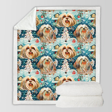Whiskered Wonders Shih Tzus Christmas Soft Warm Fleece Blanket-Blanket-Blankets, Christmas, Dog Dad Gifts, Dog Mom Gifts, Home Decor, Shih Tzu-10