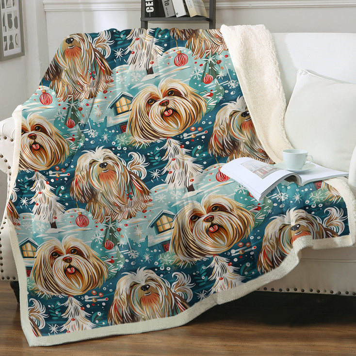 Whiskered Wonders Shih Tzus Christmas Soft Warm Fleece Blanket-Blanket-Blankets, Christmas, Dog Dad Gifts, Dog Mom Gifts, Home Decor, Shih Tzu-12