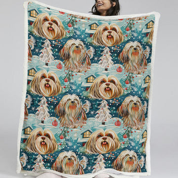 Whiskered Wonders Shih Tzus Christmas Soft Warm Fleece Blanket-Blanket-Blankets, Christmas, Dog Dad Gifts, Dog Mom Gifts, Home Decor, Shih Tzu-2