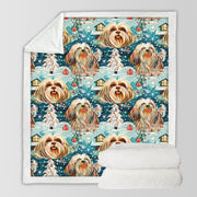 Whiskered Wonders Shih Tzus Christmas Soft Warm Fleece Blanket-Blanket-Blankets, Christmas, Dog Dad Gifts, Dog Mom Gifts, Home Decor, Shih Tzu-3