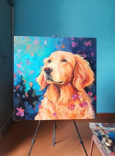 Load image into Gallery viewer, Whispers of Spring Golden Retriever Moments Oil Painting-Art-Dog Art, Golden Retriever, Home Decor, Painting-30&quot; x 30&quot; inches-2