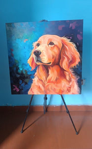 Whispers of Spring Golden Retriever Moments Oil Painting-Art-Dog Art, Golden Retriever, Home Decor, Painting-30" x 30" inches-3