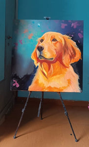 Whispers of Spring Golden Retriever Moments Oil Painting-Art-Dog Art, Golden Retriever, Home Decor, Painting-30" x 30" inches-5