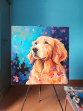 Load image into Gallery viewer, Whispers of Spring Golden Retriever Moments Oil Painting-Art-Dog Art, Golden Retriever, Home Decor, Painting-30&quot; x 30&quot; inches-9
