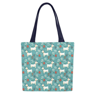 White Bull Terrier Springtime Splendor Canvas Tote Bags - Set of 2-Accessories-Accessories, Bags, Bull Terrier-Set of 2-3