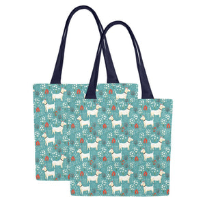 White Bull Terrier Springtime Splendor Canvas Tote Bags - Set of 2-Accessories-Accessories, Bags, Bull Terrier-Set of 2-5