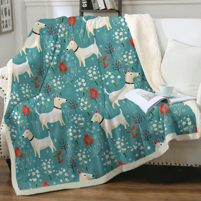 White Bull Terrier Springtime Splendor Christmas Blanket-Blanket-Blankets, Bull Terrier, Home Decor-Small-1
