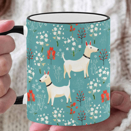 White Bull Terrier Springtime Splendor Christmas Coffee Mug-White2-ONE SIZE-1