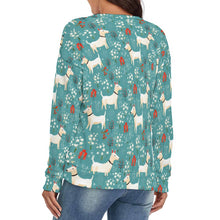 Load image into Gallery viewer, White Bull Terrier Springtime Splendor Women&#39;s V-Neck Christmas Sweater-Apparel-Apparel,Bull Terrier,Christmas,Dog Mom Gifts,Sweater,Sweatshirt-4