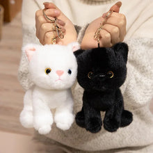 Load image into Gallery viewer, White Cat Keychain Plush Toy - With Heterochromia Eyes-5