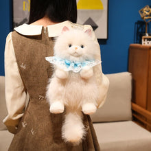 Load image into Gallery viewer, White Cat Plush Backpack - Lace Ruff Collar, Detachable Straps, Mini Pocket-7-30cm-1