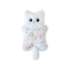 Load image into Gallery viewer, White Cat Plushie - Big Eyes with Patterned Fabric Body-3