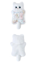Load image into Gallery viewer, White Cat Plushie - Big Eyes with Patterned Fabric Body-5