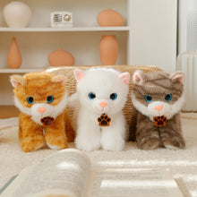 Load image into Gallery viewer, White Cat Plushie - Standing with Blue Eyes and Paw Print Tag-4