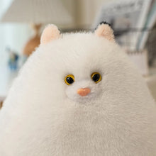 Load image into Gallery viewer, White Fat Cat Stuffed Animal - Sitting Kawaii Design with Black Ear Tips-10