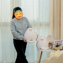 Load image into Gallery viewer, White Fat Cat Stuffed Animal - Sitting Kawaii Design with Black Ear Tips-Stuffed Animals-Cat Memorial Gifts,Stuffed Animal,White Cat-3