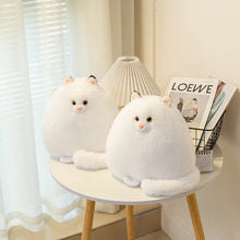 Load image into Gallery viewer, White Fat Cat Stuffed Animal - Sitting Kawaii Design with Black Ear Tips-3