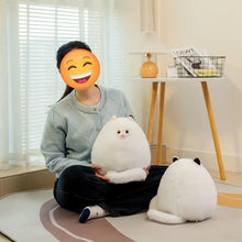 Load image into Gallery viewer, White Fat Cat Stuffed Animal - Sitting Kawaii Design with Black Ear Tips-Stuffed Animals-Cat Memorial Gifts,Stuffed Animal,White Cat-1