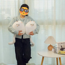 Load image into Gallery viewer, White Fat Cat Stuffed Animal - Sitting Kawaii Design with Black Ear Tips-Stuffed Animals-Cat Memorial Gifts,Stuffed Animal,White Cat-2