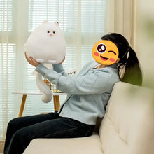 Load image into Gallery viewer, White Fat Cat Stuffed Animal - Sitting Kawaii Design with Black Ear Tips-Stuffed Animals-Cat Memorial Gifts,Stuffed Animal,White Cat-4
