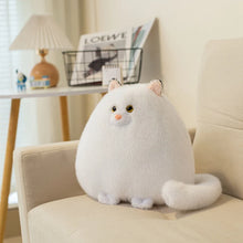 Load image into Gallery viewer, White Fat Cat Stuffed Animal - Sitting Kawaii Design with Black Ear Tips-White Persian cat-28cm-14