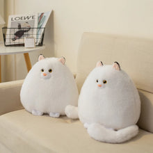Load image into Gallery viewer, White Fat Cat Stuffed Animal - Sitting Kawaii Design with Black Ear Tips-1