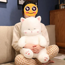 Load image into Gallery viewer, White Fat Cat Stuffed Animal - Sitting Kawaii Design with Pink Paw Pads-26