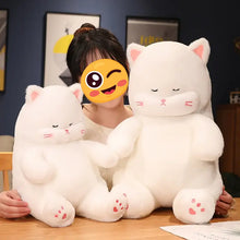 Load image into Gallery viewer, White Fat Cat Stuffed Animal - Sitting Kawaii Design with Pink Paw Pads-24