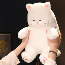 Load image into Gallery viewer, White Fat Cat Stuffed Animal - Sitting Kawaii Design with Pink Paw Pads-19