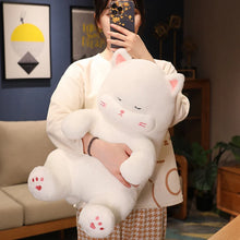Load image into Gallery viewer, White Fat Cat Stuffed Animal - Sitting Kawaii Design with Pink Paw Pads-25