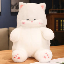 Load image into Gallery viewer, White Fat Cat Stuffed Animal - Sitting Kawaii Design with Pink Paw Pads-WHITE-53cm-1