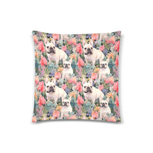 Load image into Gallery viewer, White French Bulldog&#39;s Floral Paradise Throw Pillow Covers-Cushion Cover-French Bulldog, Home Decor, Pillows-4
