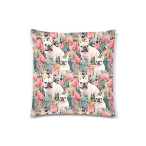 White French Bulldog's Floral Paradise Throw Pillow Covers-Cushion Cover-French Bulldog, Home Decor, Pillows-4