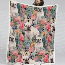 Load image into Gallery viewer, White French Bulldogs in Bloom Soft Warm Fleece Blanket-Blanket-Blankets, French Bulldog, Home Decor-11