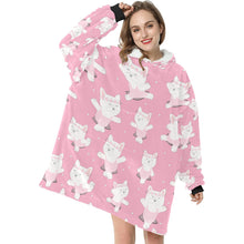 Load image into Gallery viewer, White Frenchie Ballerina Love Blanket Hoodie for Women-Apparel-Apparel, Blankets-3