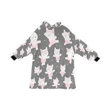 Load image into Gallery viewer, White Frenchie Ballerina Love Blanket Hoodie for Women-Apparel-Apparel, Blankets-Gray-ONE SIZE-9