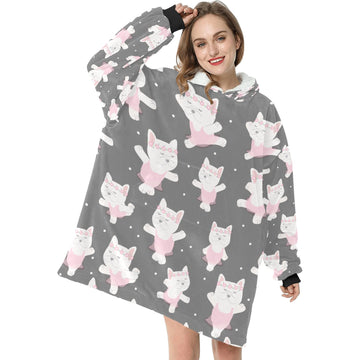 White Frenchie Ballerina Love Blanket Hoodie For Women 4 Colors 360x