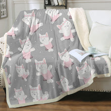 Load image into Gallery viewer, White Frenchie Ballerina Love Soft Warm Fleece Blanket - 4 Colors-Blanket-Blankets, French Bulldog, Home Decor-14
