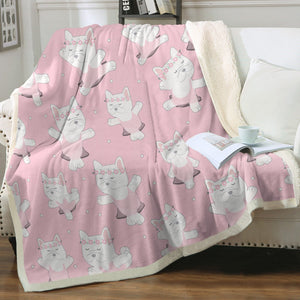 White Frenchie Ballerina Love Soft Warm Fleece Blanket - 4 Colors-Blanket-Blankets, French Bulldog, Home Decor-Soft Pink-Small-4