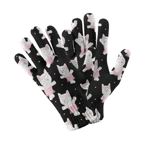 White Frenchie Ballerina Love Touch Screen Gloves-Accessories-Accessories, Dog Dad Gifts, Dog Mom Gifts, French Bulldog, Gloves-Black-5