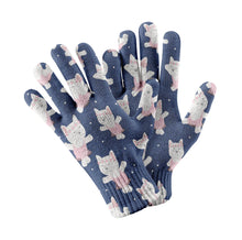 Load image into Gallery viewer, White Frenchie Ballerina Love Touch Screen Gloves-Accessories-Accessories, Dog Dad Gifts, Dog Mom Gifts, French Bulldog, Gloves-Navy-4