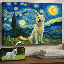 Load image into Gallery viewer, Photo of starry night inspired White Swiss Shepherd wall art